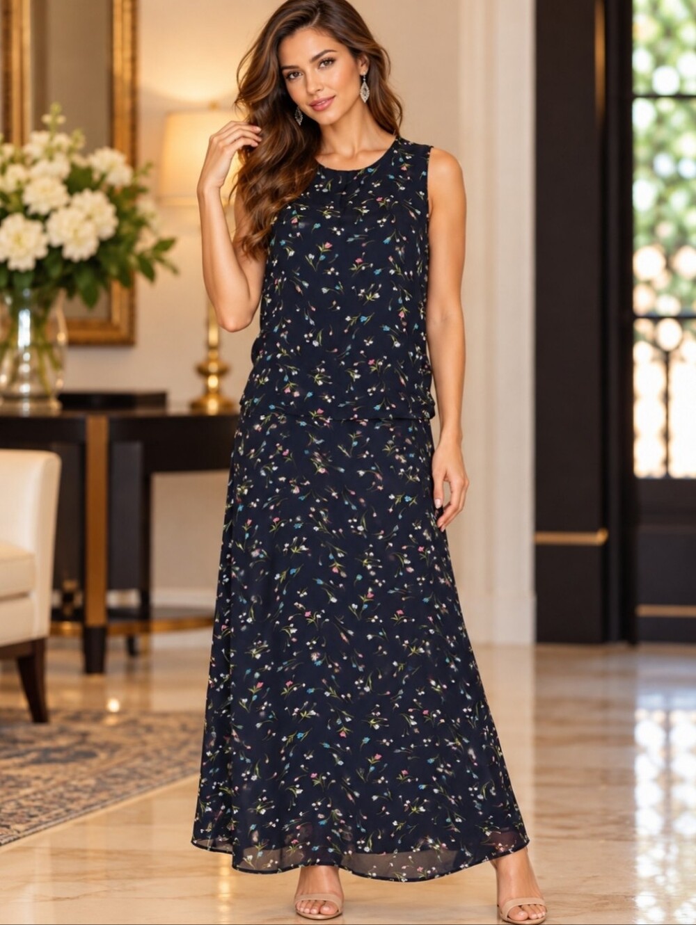 Jones New York sleeveless maxi dress us12